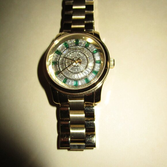 Michael Kors Stainless Steel Watch/ Emerald/Crystal Face - Picture 1 of 9
